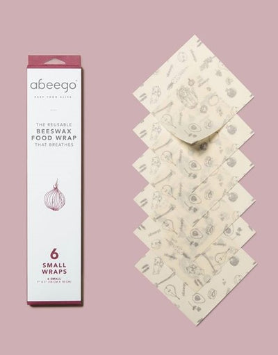 Abeego, 6 small beeswax food wraps (7x7)