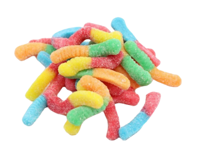 Sour gummy worms, packaged from bulk supply, price is approximate based on weight